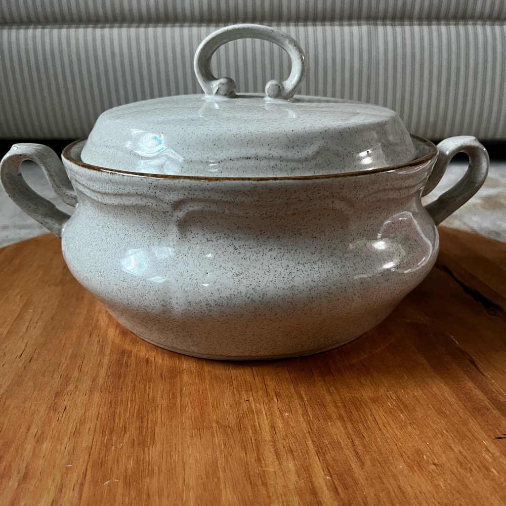 Vintage Baroque Hearthside Soup Tureen w/ Lid 2 Quart Speckled Japan 70s Retro